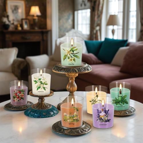 Aromatherapy Candles Set - 24 Pack Scented Candles with 12 Natural Fragrances, Votive Candles in Clear Plastic Jars for Ho...