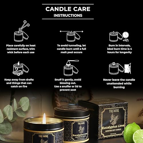 Eucalyptus Candle with Lime Strong Scented Soy Candel Natural Non Toxic Velas Aromáticas for Home Gift for Fall Christmas ...