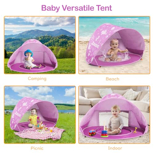 Zooawa Baby Beach Tent, Pop Up Beach Tent Sun Shade for Beach, Portable Shade Pool UV Protection Sun Shelter for Infant wi...