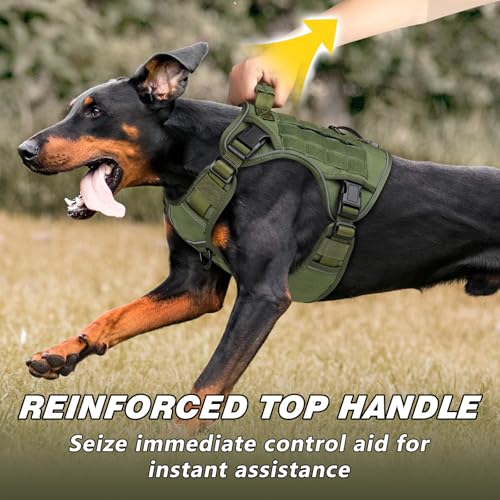 WINGOIN Tactical Dog Harness for Large Dogs, Heavy Duty No Pull Dog Harness with Handle, Adjustable Reflective Military K9...