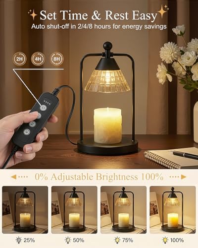 Candle Warmer Lamp with Timer Dimmer, Electric Wax Melt Warmer Lamp for Jar Candles Lights, Candle Lamp Warmer with 2 Bulb...