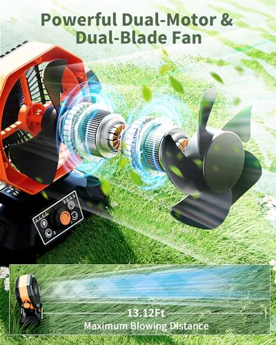 coldSky 𝟮𝟬𝟬𝟬𝟬𝗺𝗔𝗵 Camping Fan with 𝗗𝘂𝗮𝗹 𝗠𝗼𝘁𝗼𝗿, Battery Operated Fan with 4 LED Lantern, 8 Speeds Desk Fan ...
