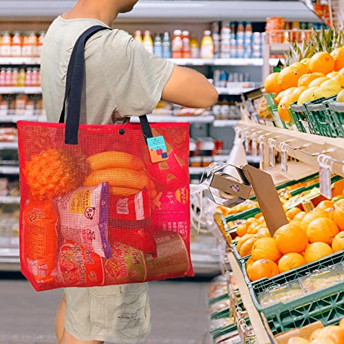 hsmyank 2Pack Large lightweight Simple Mesh Beach Tote Bag With snap Button Reusable Pool Bag for Outdoor Travel Shopping Gym