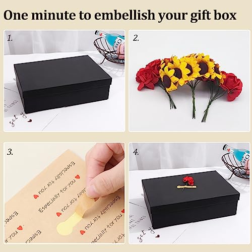 Giftilious Black Gift Boxes, a Set of 5 Gift Boxes with Lids for Presents, Pre-Wrapped Boxes for Gifts, Sturdy Present Box...