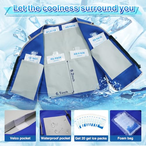 Cooling Vest With 20pcs Ice Packs for Men Women - Cold Vest Adjustable Cool Jacket for Working Outdoor