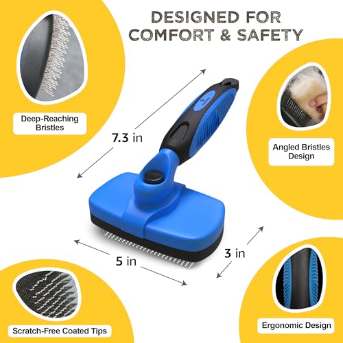Deshedding Dog Brush for Shedding – Self Clean Cat Brush Deshedding & Grooming Tool for Long Haired and Short Haired Dogs,...
