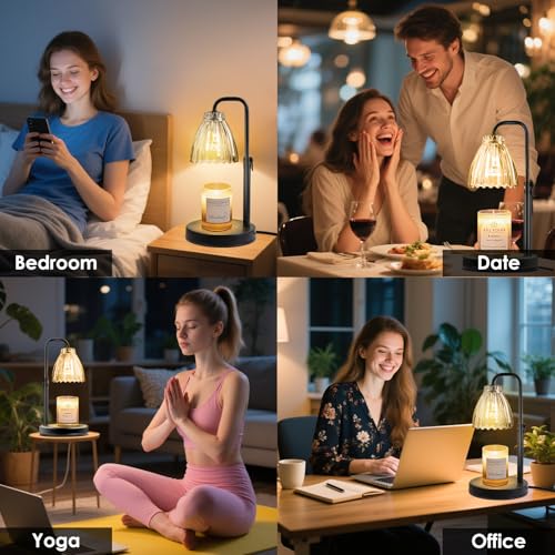 Hyrion Candle Warmer Lamp with Timer Dimmer, Adjustable Height Wax Warmer for Scented Jar Candles, Flameless Candle Melter...