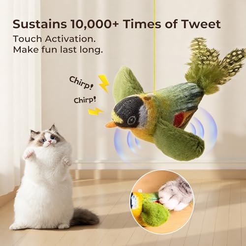 2-pack catnip cat toys that stimulate indoor cats' natural hunting instincts,Interactive plush bird toy with realistic chi...