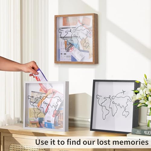 MUXIUNT Travel Adventure Archive Shadow Box For Memories,8&12Inch Concert Travel Ticket Stub Memory Top Loading Shadow Kee...