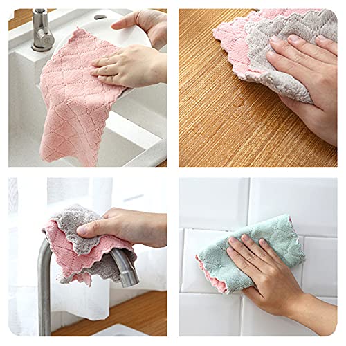 12 Pack Kitchen Towels Quick Dry Washcloths, Coral Velvet Dishtowels Multipurpose Reusable Cloths, Soft Tea Absorbent Clea...