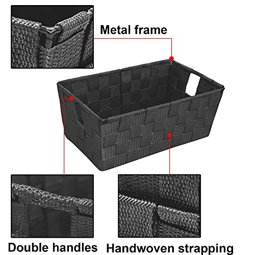 homyfort Woven Shelf Storage Tote Basket Bins Container, Storage Boxes Cube Organizer with Built-in Handles for Bedroom, O...