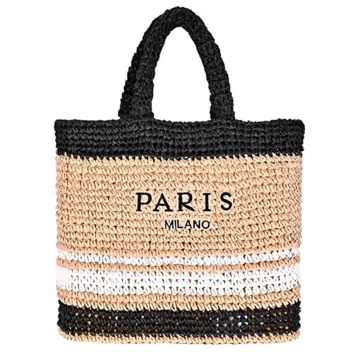 OWGSEE Large Straw Beach Bag for Women Summer Woven Shoulder Tote Bag Straw Purses and Handbags for Vacation | Large, Stra...