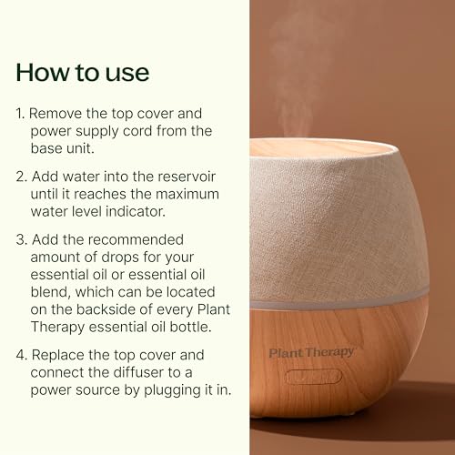 Plant Therapy Home Drift Linen Essential Oil Diffuser, Stylish Linen Cover Adds a Soft, Natural Touch to Any Space, Interm...