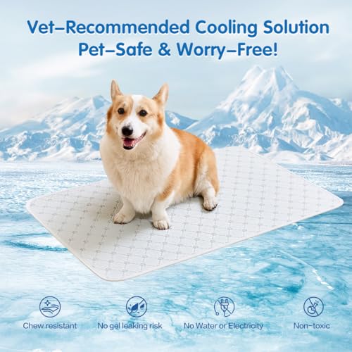 KMIRTNE Dog Cooling Mat - Instant 6-12°F Drop, Cooling Mat for Pets Q-MAX >0.5 & Machine Washable, Anti-Slip Bottom, Cool ...