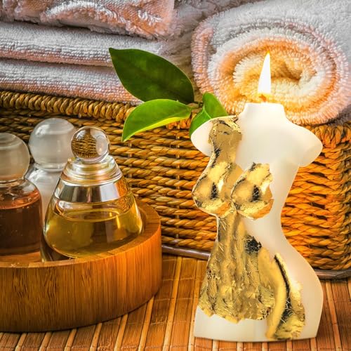 Nuanchu 2 Pcs Female Shaped Soy Wax Scented Candle Woman Bust Candle Handmade Scented Decorative with Gold Foil for Christ...