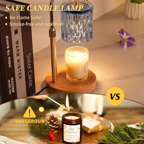 HAIDOLIANG Candle Warmer Lamp with Timer and Dimmer, Height and Brightness Adjustable,Glass Electric Wax Warmer with 2 Bul...