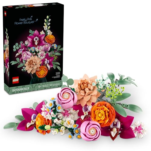 LEGO Botanicals Pretty Pink Flower Bouquet Building Set for Adults - Gifts for Mothers Day - Artificial Flowers for Decor ...