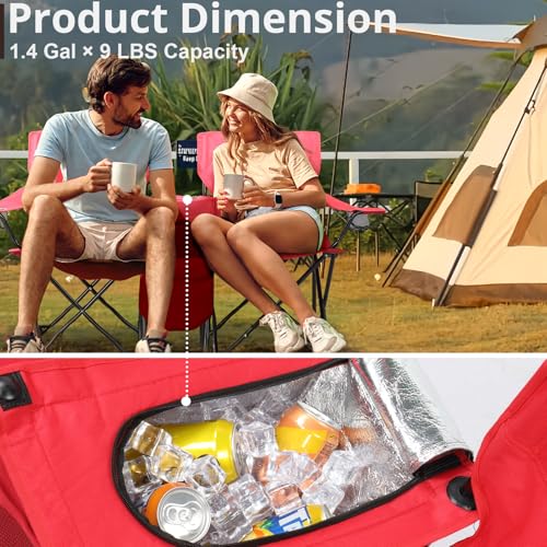 Outvita Folding Double Camping Chair w/Umbrella Beverage Holder Carrying Bag Cooler Fold Up Table, Large Bearing Capacity ...