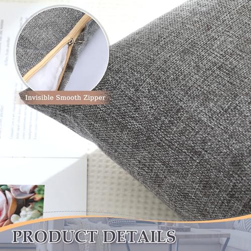 Mindsoft Set of 4 18" x 18" Boho Farmhouse Throw Pillow Covers, Imitation Linen Cushion Covers with Invisible Zipper for H...