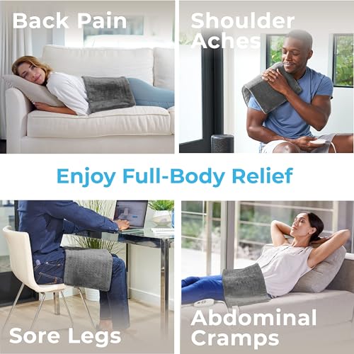 Pure Enrichment® PureRelief® XL Heating Pad - 12" x 24" Electric Heating Pad for Back Pain & Cramps, 6 Heat Settings, Soft...