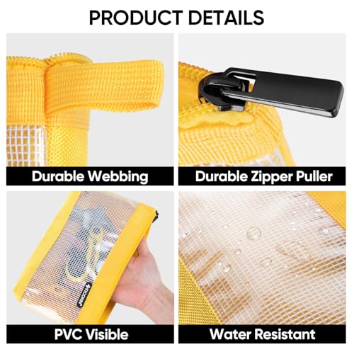 TICONN Tool Pouch, 1680D Oxford Small Tool Bag, Tool Pouches with Zipper, Clear Utility Bag Zipper Pouch for Tool Organize...