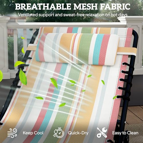 Outsunny Folding Chaise Lounge Chair, Patio Sun Tanning Chair, Outdoor Chaise Lounger with 4-Position Reclining Back, Brea...