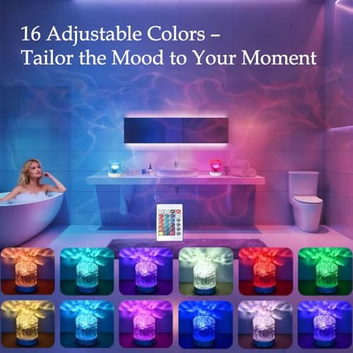 Rechargeable Shower Lights for Inside Shower-Ocean Wave Projector Light for Bathroom Bath Tub-Cordless LED Bathroom Lights...