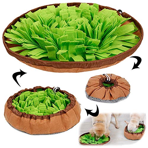 AWOOF Pet Snuffle Mat for Dogs, Interactive Feed Game for Boredom, Encourages Natural Foraging Skills for Cats Dogs Bowl T...