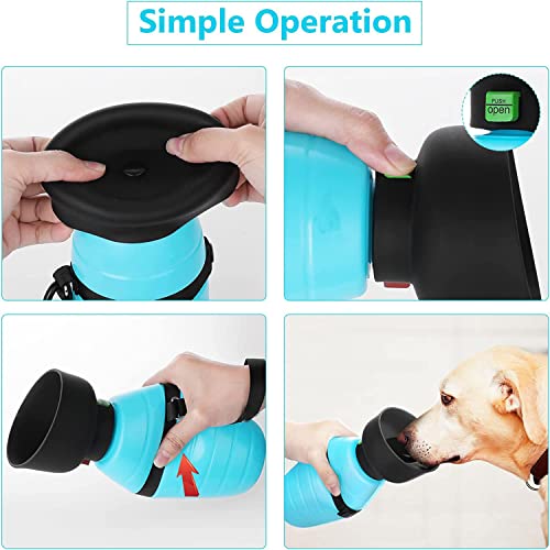 Dog Water Bottle Portable (17oz/22oz), 2 in 1 Foldable Dog Travel Water Bottle, Leak-Proof Dog Water Dispenser, Pet Water ...