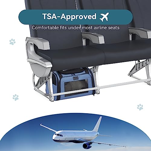 PETSFIT Pet Carrier, Dog Carrier Airline Approved, Collapsible Soft Sided TSA Approved Pet Carrier for Small and Medium Ca...