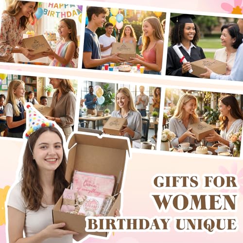 MUGIQUE Birthday Gifts for Women, Birthday Gift Basket with Glass Cup, Happy Birthday Gift Box for Women Teen Girl, Gifts ...