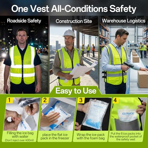 HJDHS Cooling Ice Vest with 24pcs Ice Pack - Cooling Vest with Adjustable Strap Cool Vest with Pockets