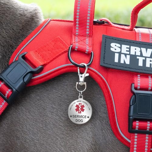Service Dog Harness + ID Tag 50 ADA Information Cards - No Pull Dog Vest 10 PCS Removable Patches - Reflective Emotional S...