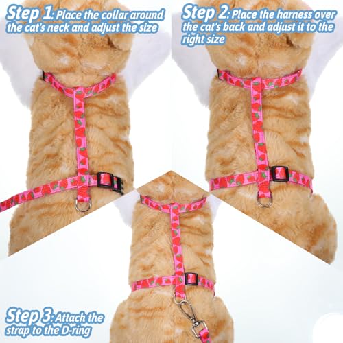 2 Pack Cat Harness and Leash with Collar Set, Adjustable Kitten Harness Escape Proof for Small Medium Cat Safe Walking and...