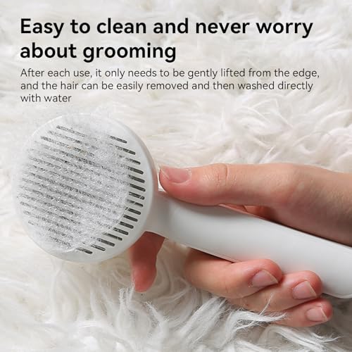 Pet Grooming Brush, Self Cleaning Slicker Brush for Dogs Cats, Gently Removes Loose Undercoat, Mats Tangled Hair, for Pet ...