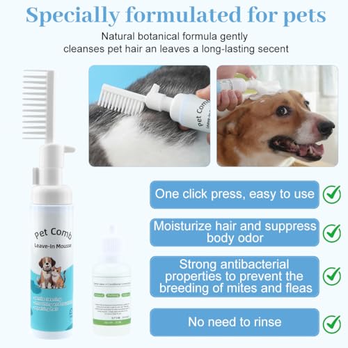 Pet Steam Brush for Dog & Cat, 3-in-1 Steam Grooming Comb - Dog Steam Brush for shedding, Brushes for Indoor Cats Steam fo...