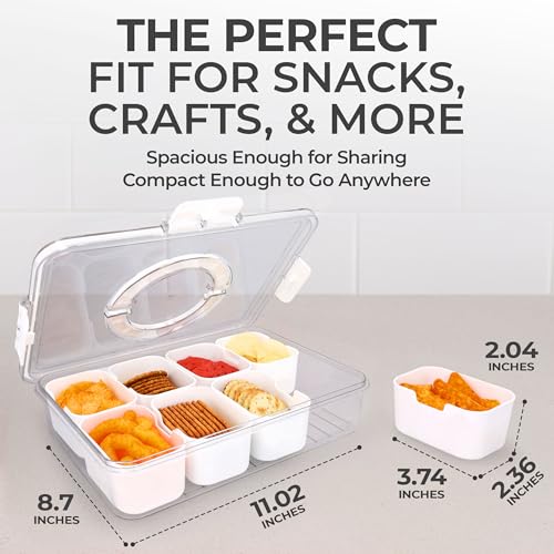 KEYVOZ Snackle Box Container with Lid Travel Charcuterie Box with Handle Organizer for Candy, Fruit, Nuts, Veggies, Snack...