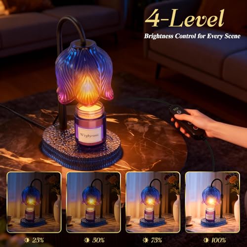 WYghyronic Candle Warmer Lamp with Adjustable Height - Flameless 4-Level Dimmable Wax Warmer, Timer Function & Stylish Des...