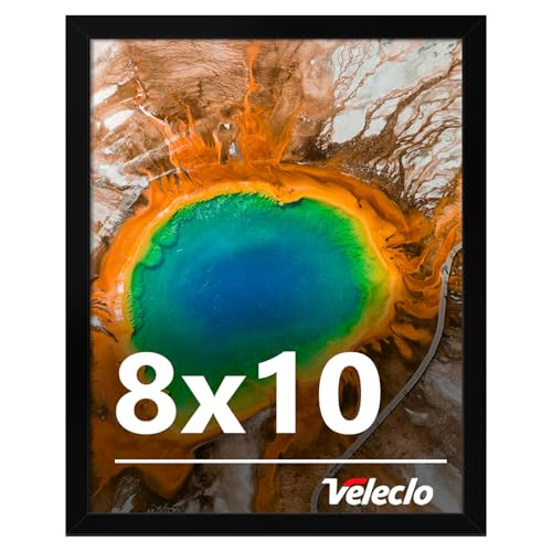 Veleclo 8x10 Picture Frame for Wall Display, 8x10 Black Picture Frame with Shatter Resistant Plexiglass, Stable and Sturdy...