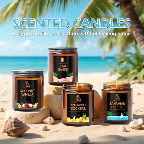 Scented Candles Set, 4 Pack Soy Candles for Home Scented, Candle Gifts for Men Women, Scents of Pineapple Cocktail/Coconut...
