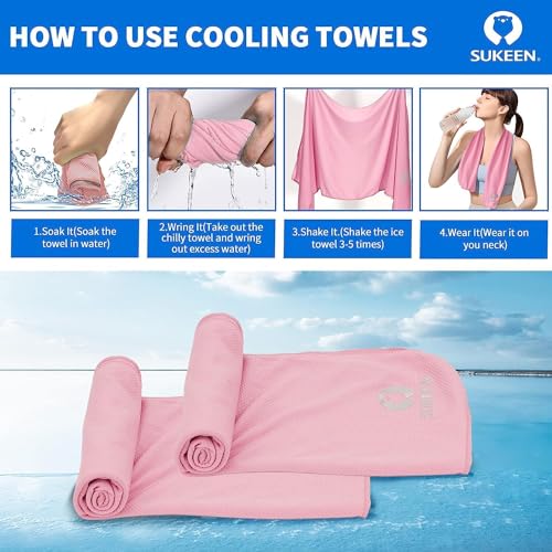 Sukeen 4 Pack Cooling Towel (40"x12") for Sweat, Quick-Drying Cooling Neck Wraps, Soft Breathable Cooling Towels for Neck ...