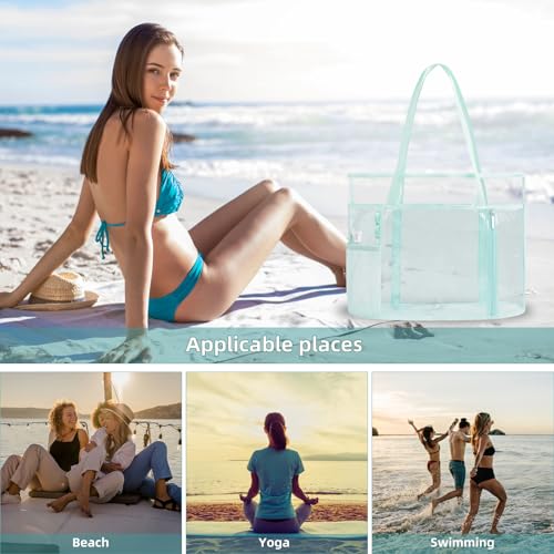 TINYAT Beach Tote Bag for Women Large Capacity - Waterproof Sandproof 6 Pockets with Zipper Gym Travel Shopping Handbag
