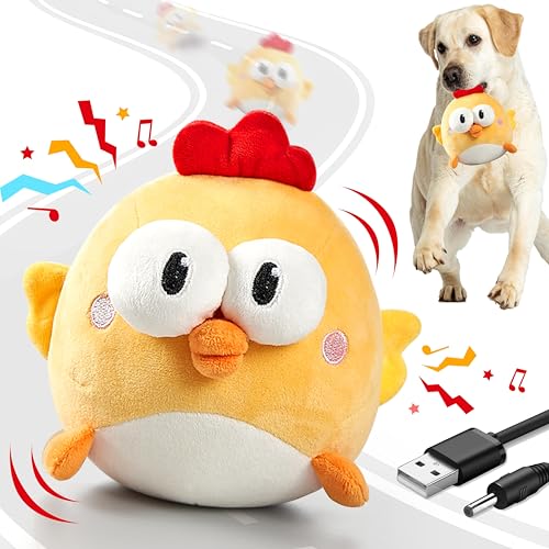 GUKCO Interactive Dog Toys, Squeaky Moving Ball Toy with Jumping & Music Modes, Rechargeable Plush Chew Toys for Small/Med...
