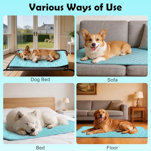 Vivifying Dog Cooling Mat, Ice Silk Pet Cooling Pad for Car Back Seat, Non-Slip Summer Cooling Mat for Dogs and Cats, Indo...