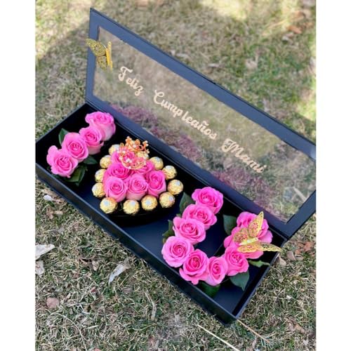 UNIKPACKAGING “I Love You” Flower Gift Letter Shaped Fillable Box, with Plastic Liner, Size 22″ x 8″ x 4″ inch, for Luxury...