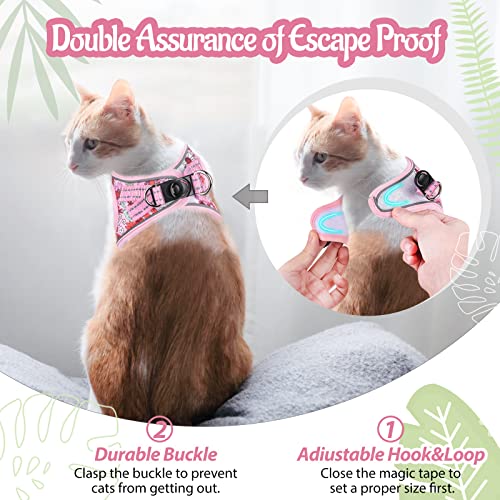 SALFSE Cat Harness and Leash Escape Proof for Walking, Adjustable Soft Kitten Harness with Reflective Straps Step in Cat V...
