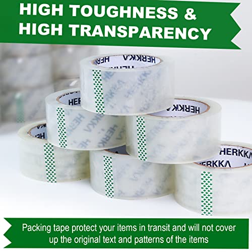 HERKKA Clear Packing Tape, 12 Rolls Heavy Duty Packaging Tape for Shipping Packaging Moving Sealing, Thicker Clear Packing...