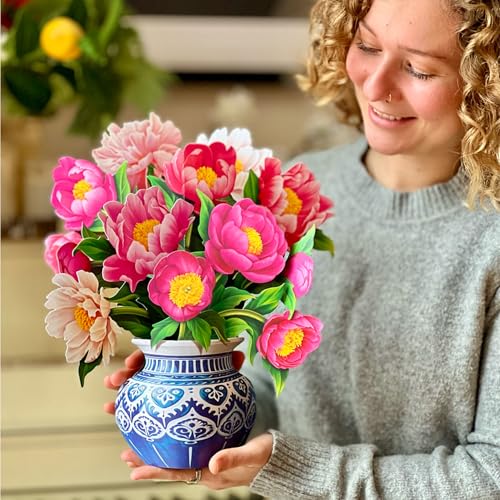 Freshcut Paper Peony Paradise 13 Inch Life-Sized 3D Pop Up Card – Birthday, Mothers Day, Thank You, Gifts for Mom and Her...