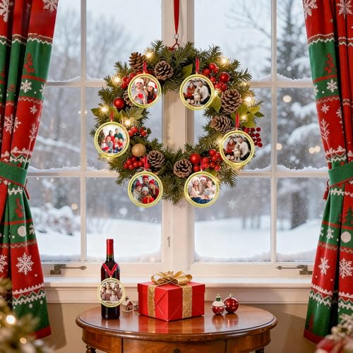 Taybonds Spinning Double Sided Photo Ornament, Decorative Picture Frame Hanger for Photos, Clear Hanging Picture Frame, Ro...