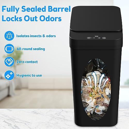 Bathroom Trash Can with Lid, KOEYLE 2 Pack 2.2 Gallon Automatic Touchless Garbage Can, Small Motion Sensor Smart Trash Ca...